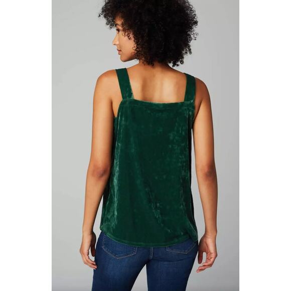 J. Jill Crushed Velvet Tank Top Green Square Neck Sleeveless Pullover Sz M - Picture 10 of 10